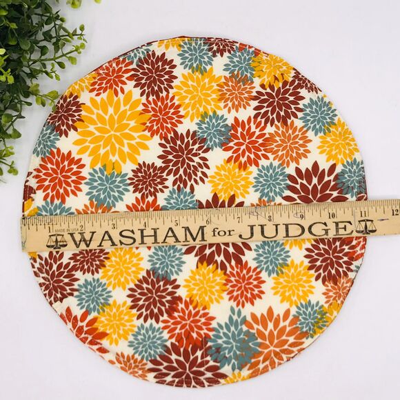 Tortilla Warmer 10.5 Inches Fall Orange Yellow Print Holds Up To 6 Tortillas - Picture 2 of 5